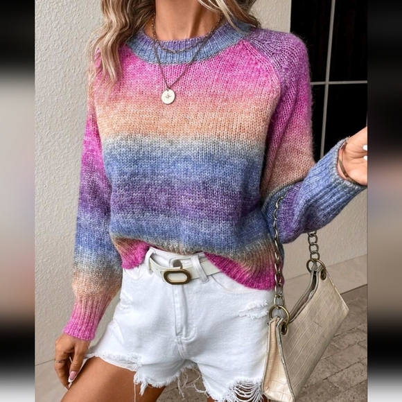 Ombre Raglan Sleeve Sweater - Picture 4 of 5